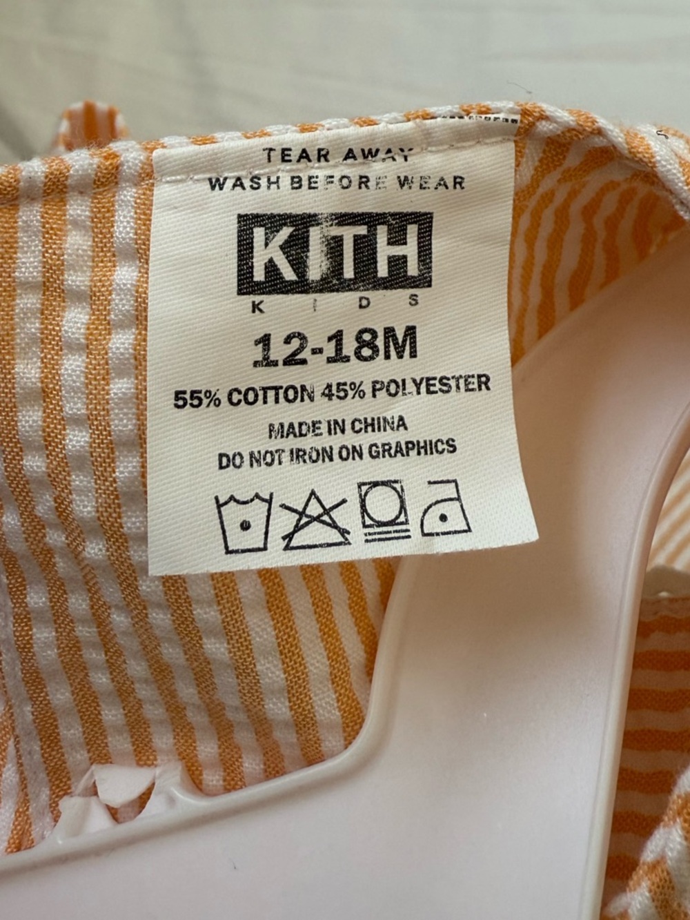 Kith Peach Striped Seersucker Dress with White Embroidered Accents - Picture 4 of 4